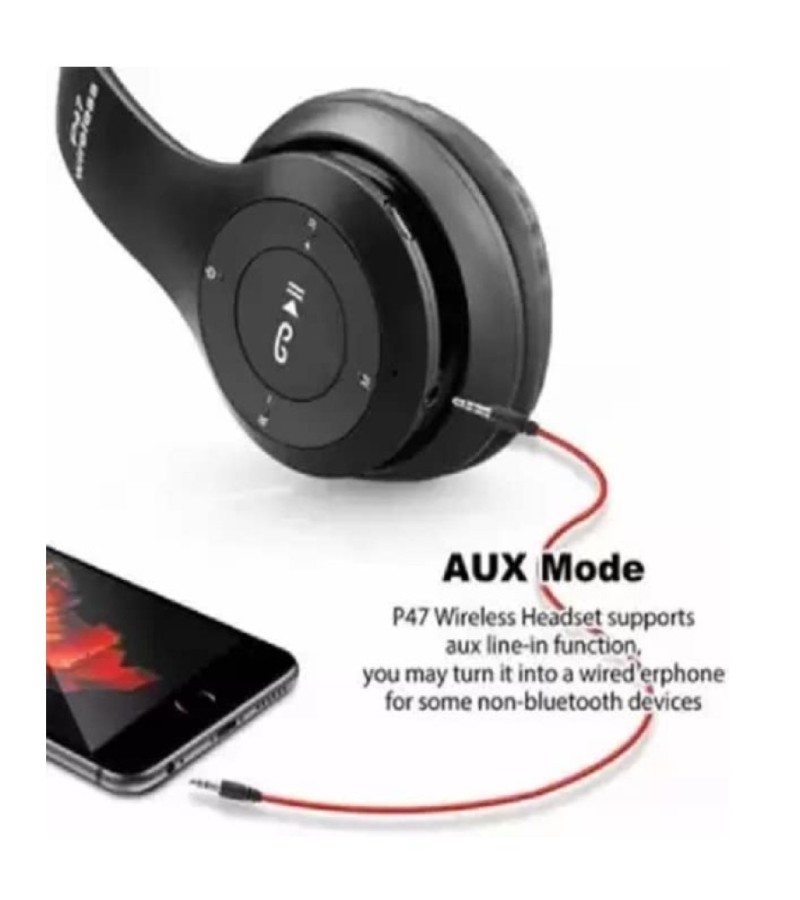 MTR P47 Wireless Bluetooth Headphone,Memory Card Support,Fm Radio Enabled and Big Battery