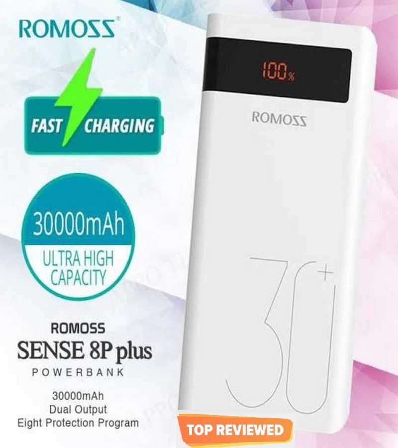 ROMOSS Sense 8P+ Power Bank 30000 mAh with DISPLAY+FAST ROMOSS Sense 8P Plus 30000mAh