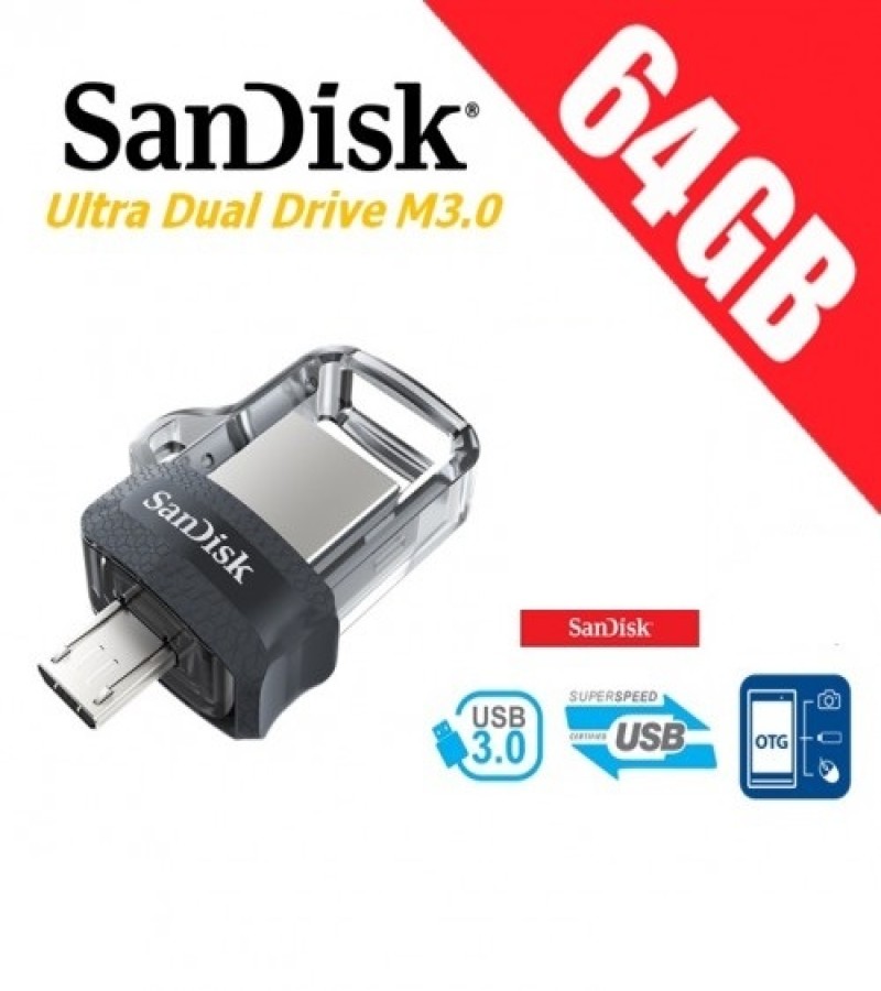 SanDisk OTG Flash Drive 16GB / 64GB Ultra Dual Drive USB 3.0 Disk OTG Micro to Usb Pen Drive