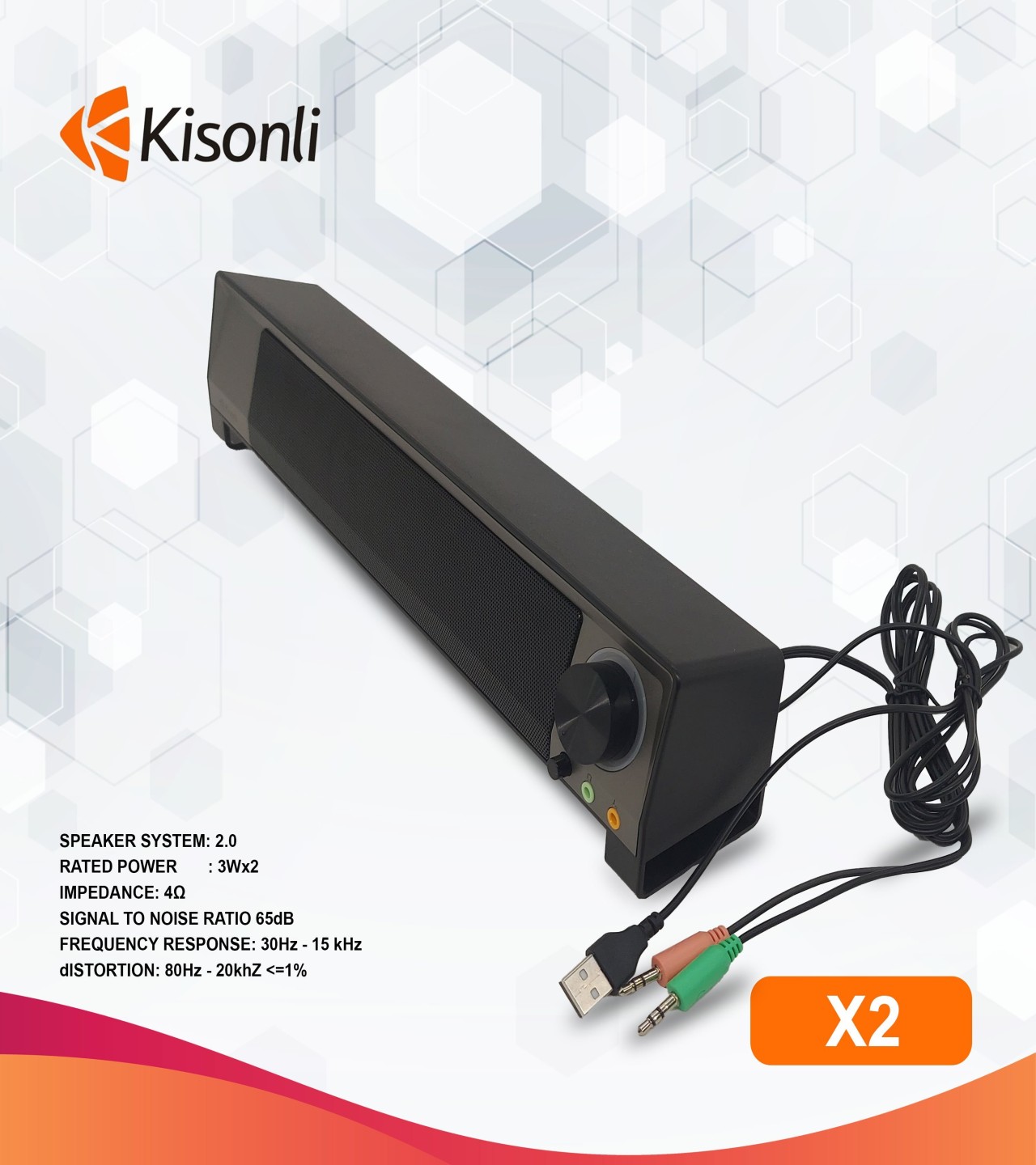 Speaker 2.0 Kisonli X2 Speaker Sound bar Gaming Kisonli X2 3D