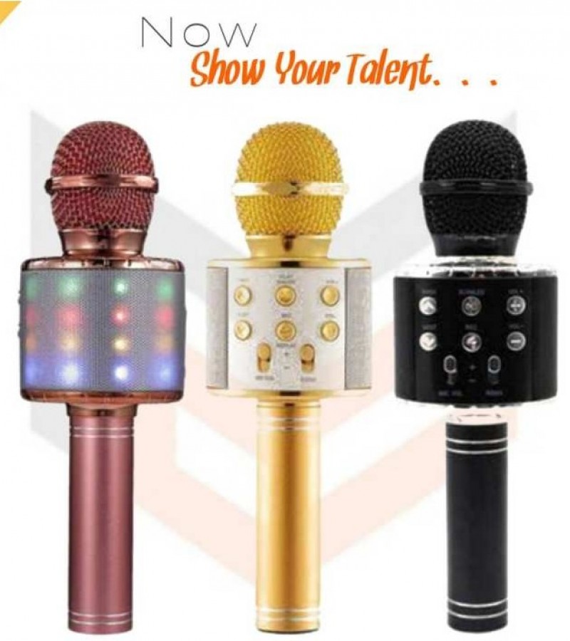 WS 858L Karaoke Bluetooth Microphone Support Recording Song Micro USB Port