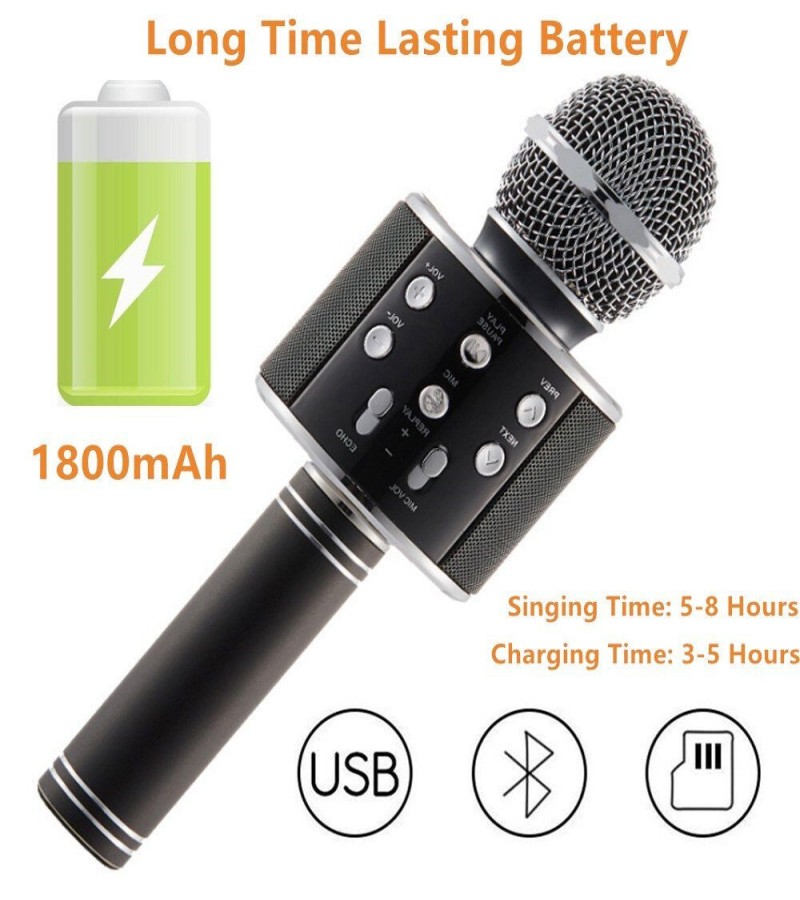 WS858 Wireless mic Karaoke Microphone Portable Bluetooth mini home KIT for Music Playing