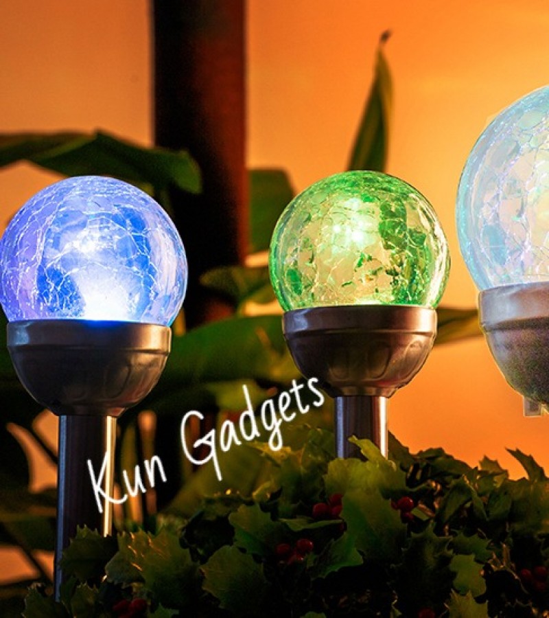Solar Lights Outdoor Yard Decoration, Cracked Glass Ball Dual LED Garden Lights,
