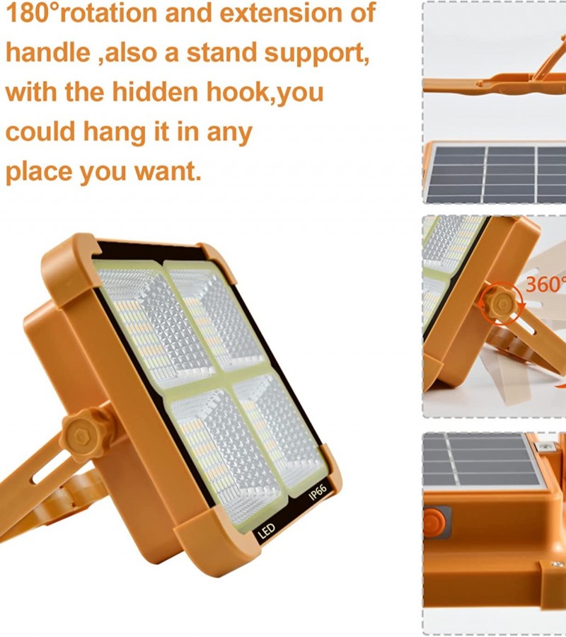 Solar Panel LED Flood Light 100W Emergency Portable Light & Power Bank For Mobile Phones Charging