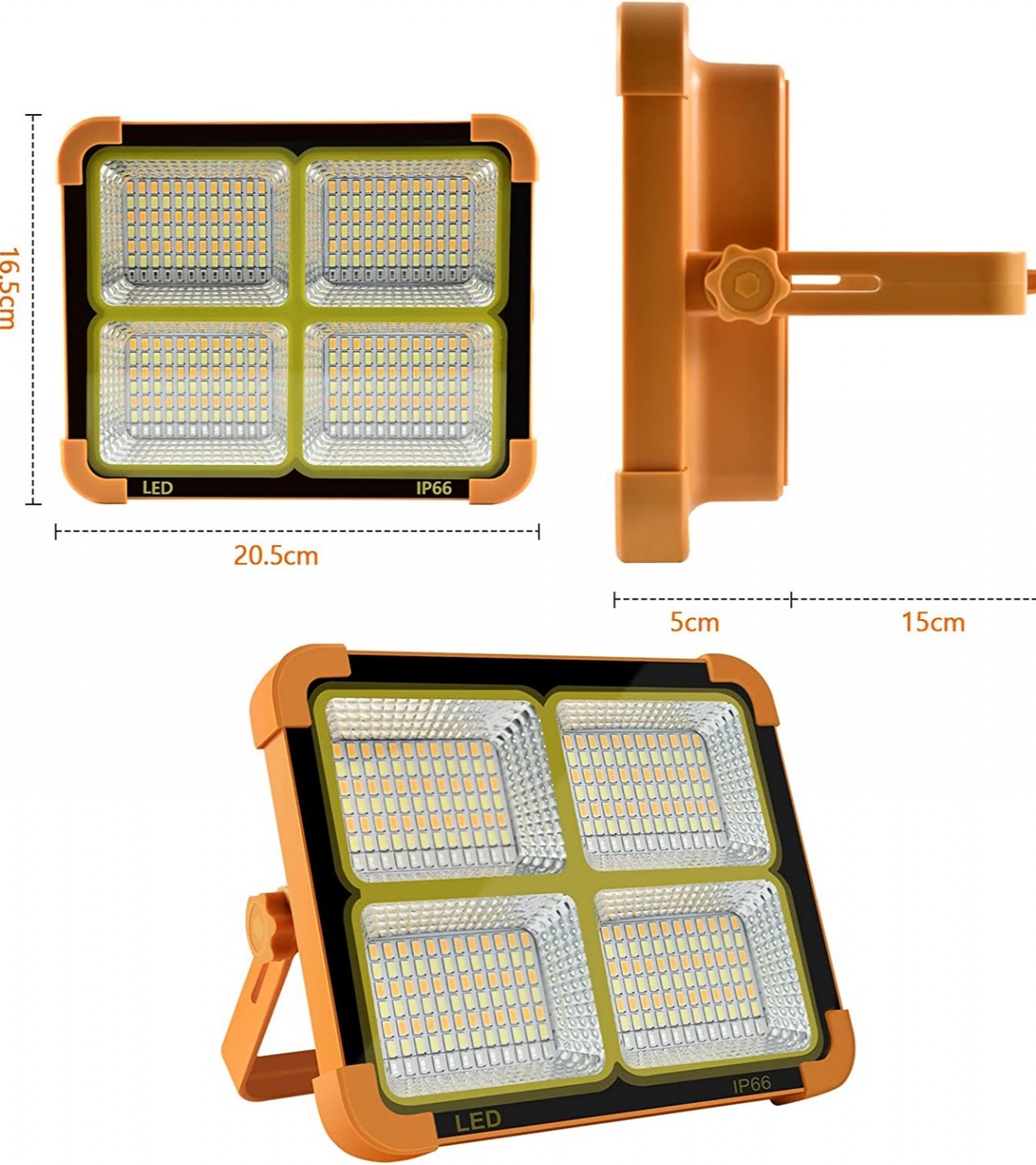 Solar Panel LED Flood Light 100W Emergency Portable Light & Power Bank For Mobile Phones Charging