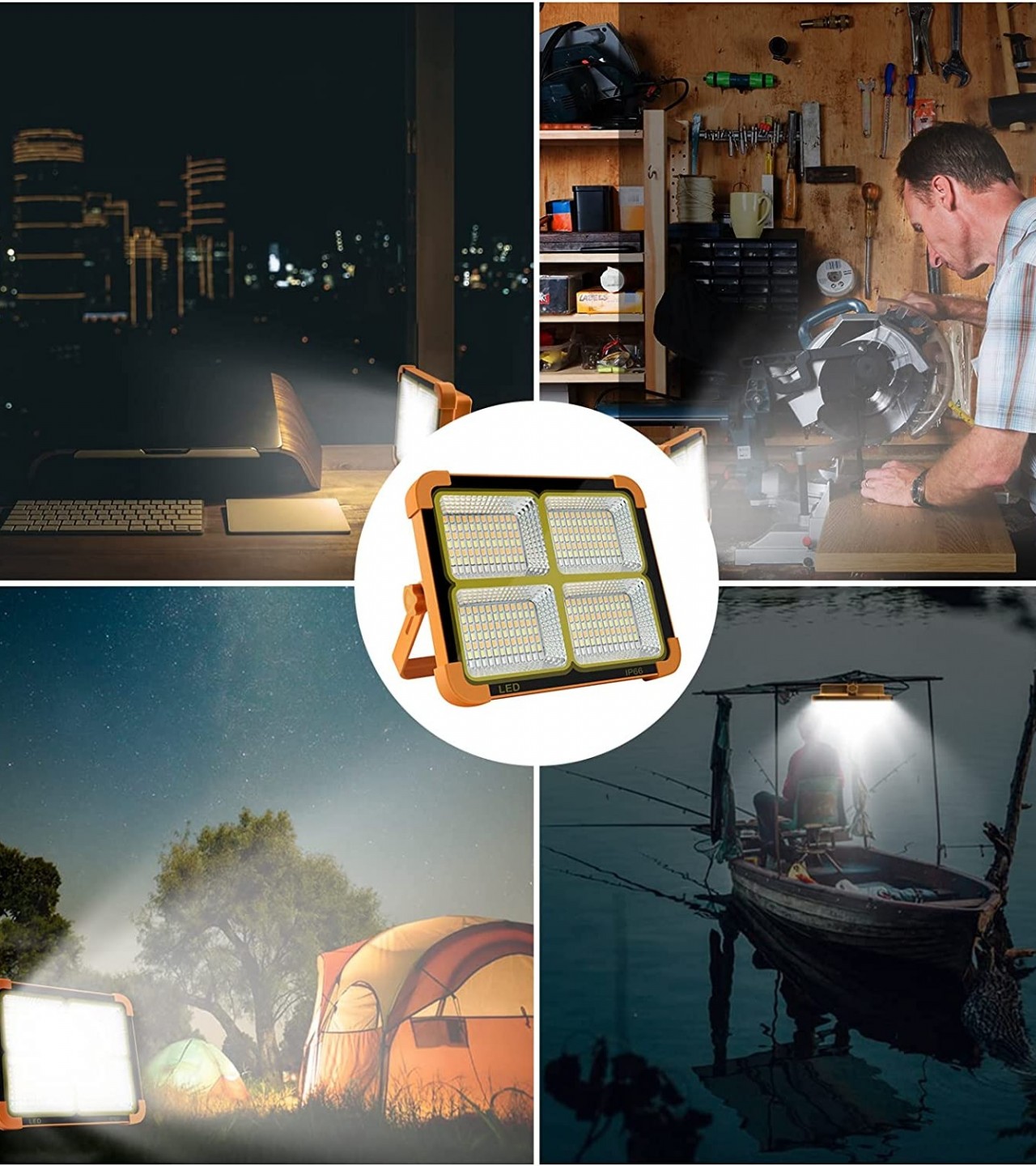 Solar Panel LED Flood Light 100W Emergency Portable Light & Power Bank For Mobile Phones Charging
