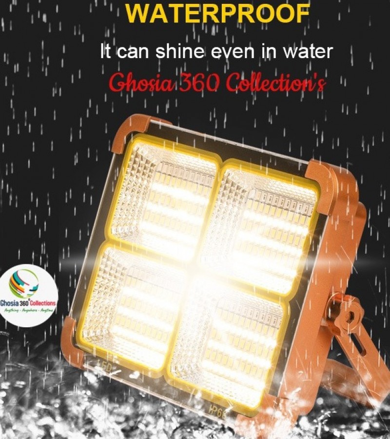 Solar Panel LED Flood Light 100W Outdoor Emergency Portable Light & Mobile Phones Charging