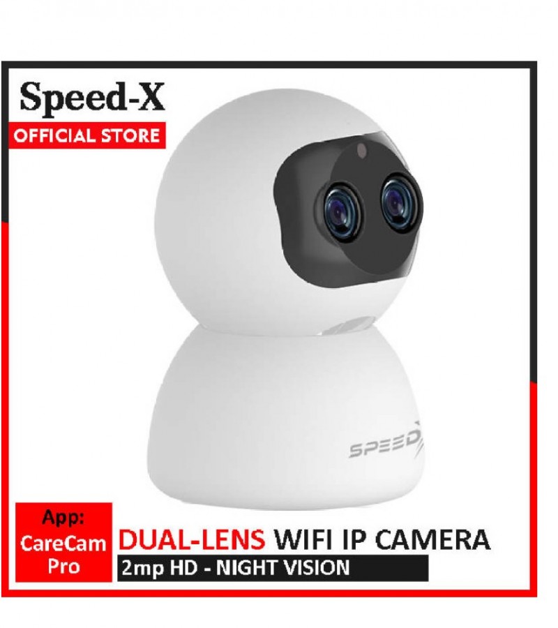 SpeedX CCTV IP Camera Wifi Indoor PTZ Rotation 2mp HD Wireless 2 Way Audio - Dual Lens