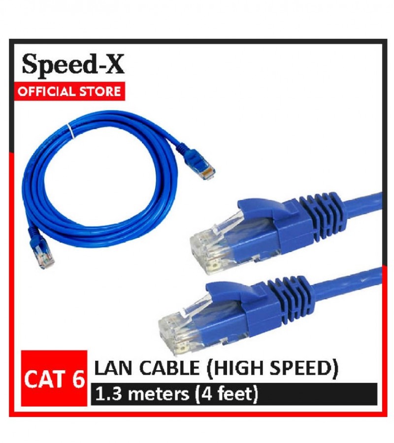 SpeedX LAN Cable 1.3 meters (4 feet) Cat 6 Ethernet Cable FIXED CONNECTORS Internet Wire