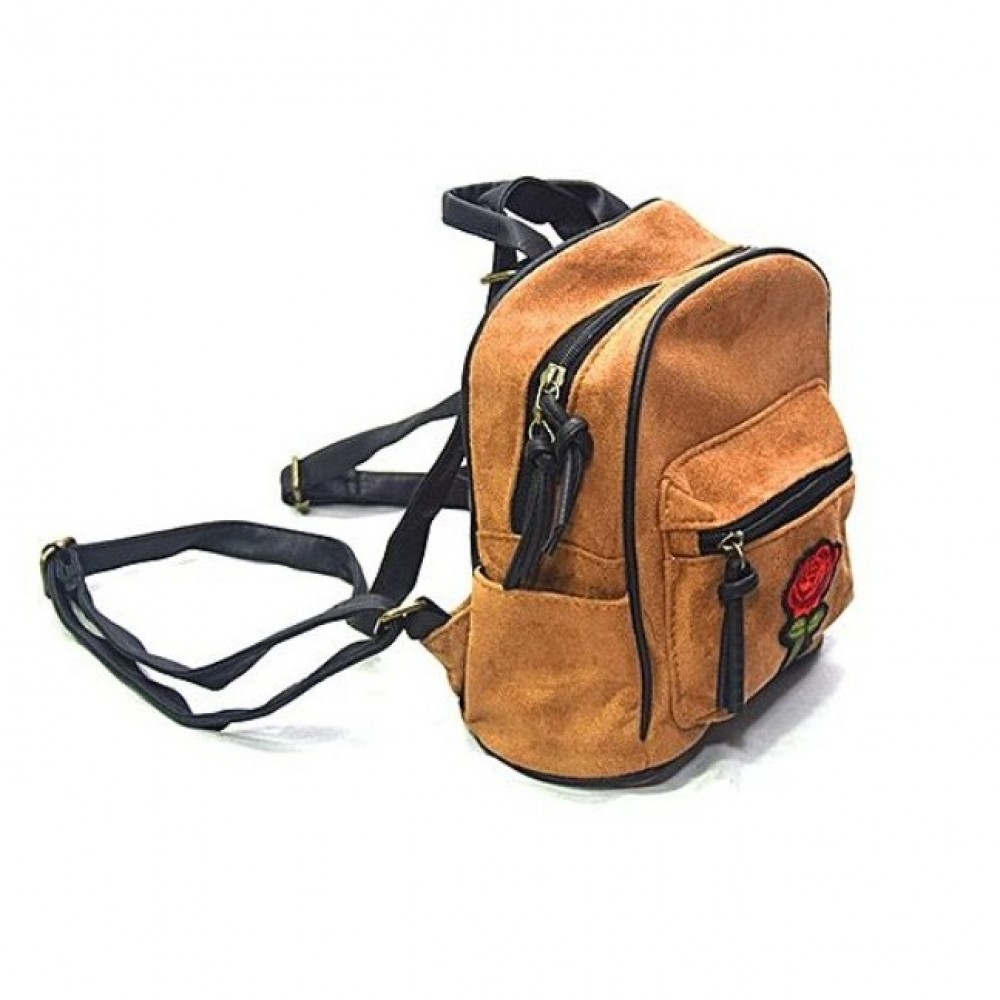 Suede Fabric Bag For School & College - Brown