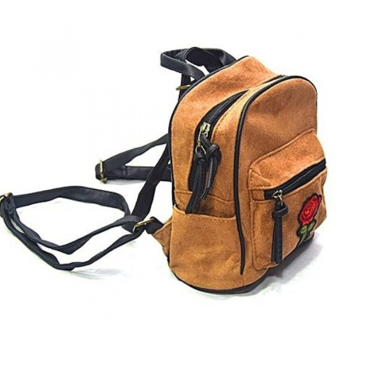 Suede Fabric Bag For School & College - Brown