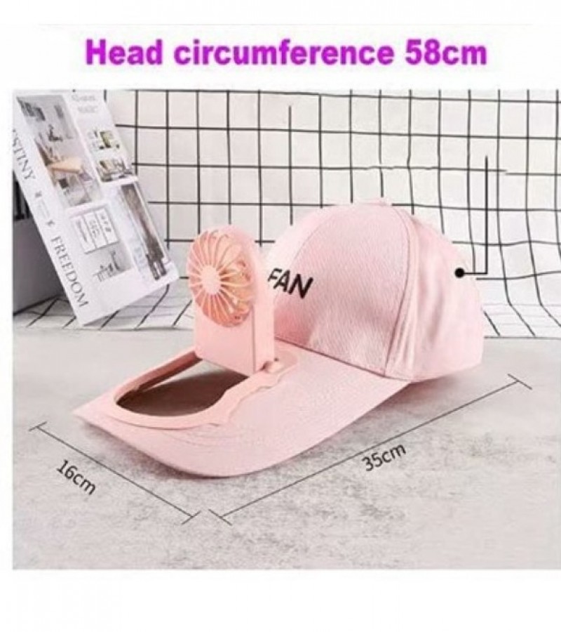 Summer Outdoor Rechargeable Fan Cap Adjustable Fabric Sun Protection - Pink