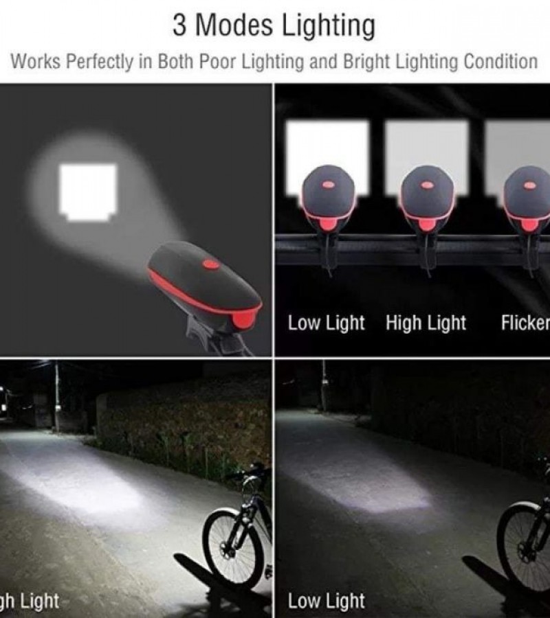 Super Bright Bicycle Led Headlight Light with Bell USB