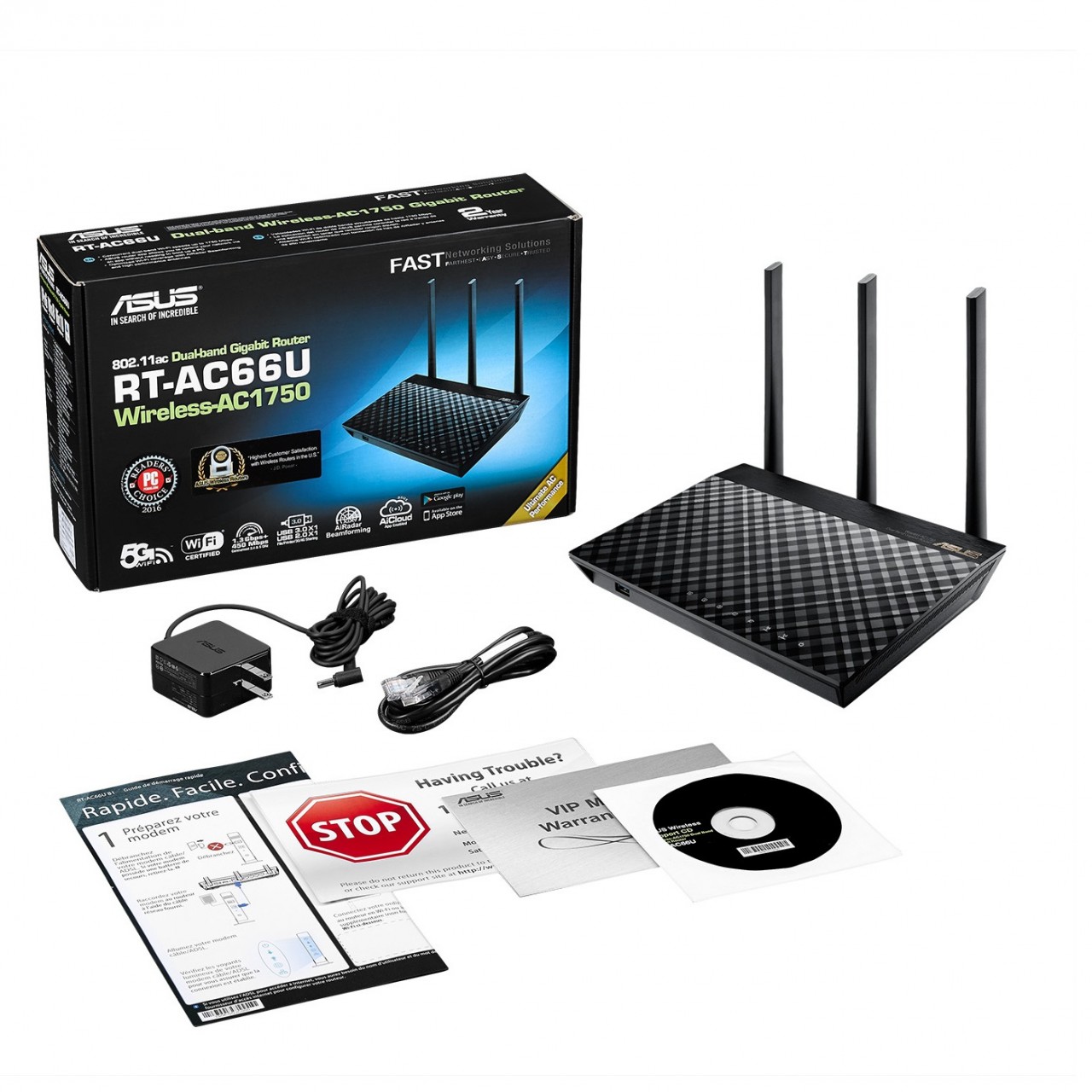 2. ASUS Dual-Band Wireless Gigabit Router RT-AC66U B1 -AC1750 – 1750 Mbps speed -– AiMesh - AiProtec
