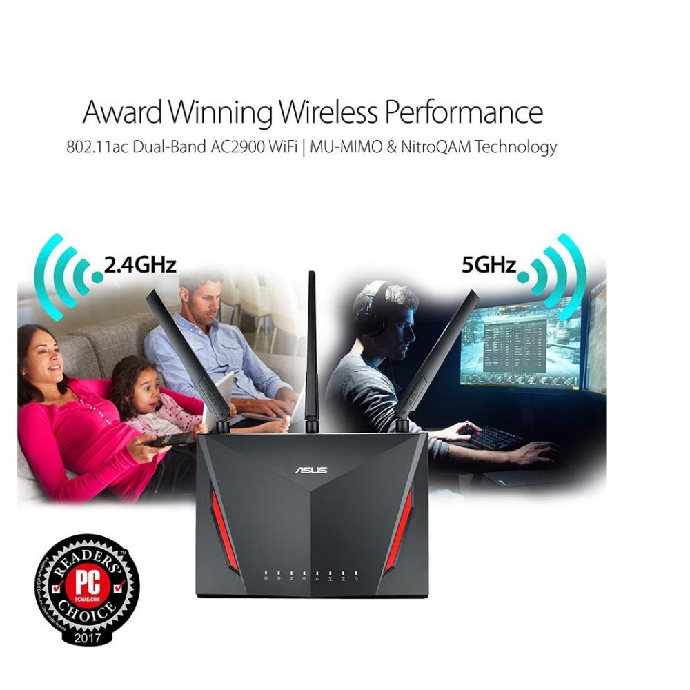 4. ASUS Dual-Band Gigabit Gaming Router RT-AC86U - Wireless-AC2900 - WTFast Game Accelerator