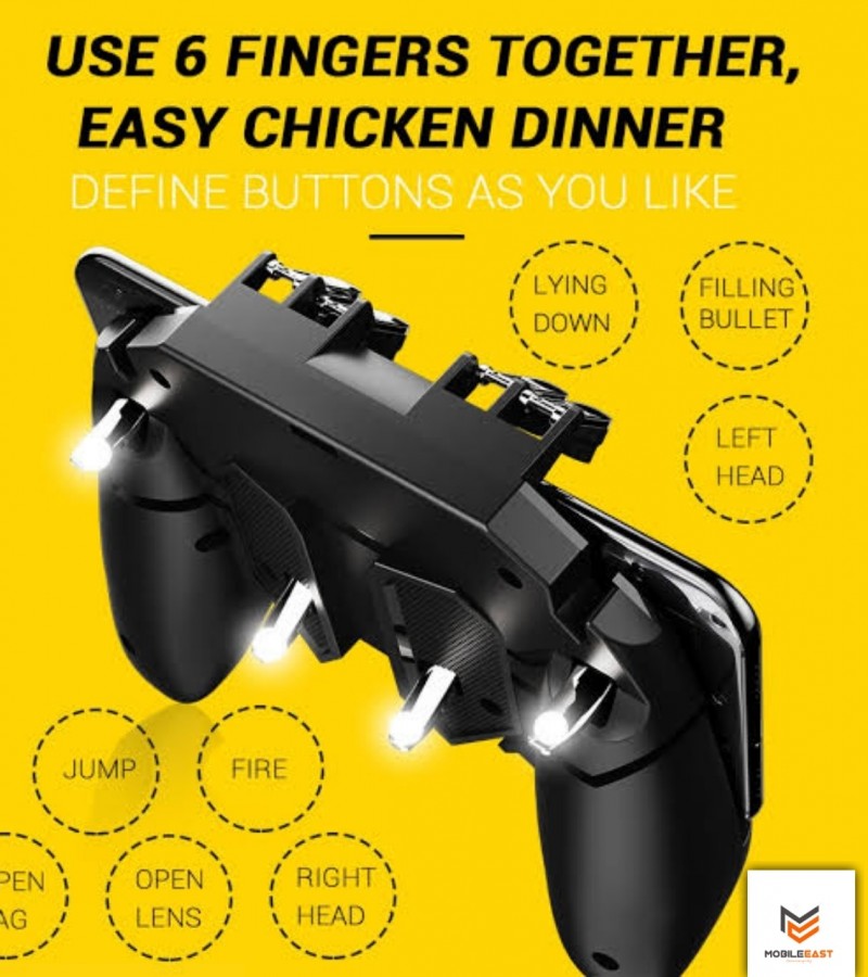 AK66 MOBILE GAME CONTROLLER TRIGGER SIX FINGER ALL-IN-ONE JOYSTICK GAMEPAD FOR PUBG