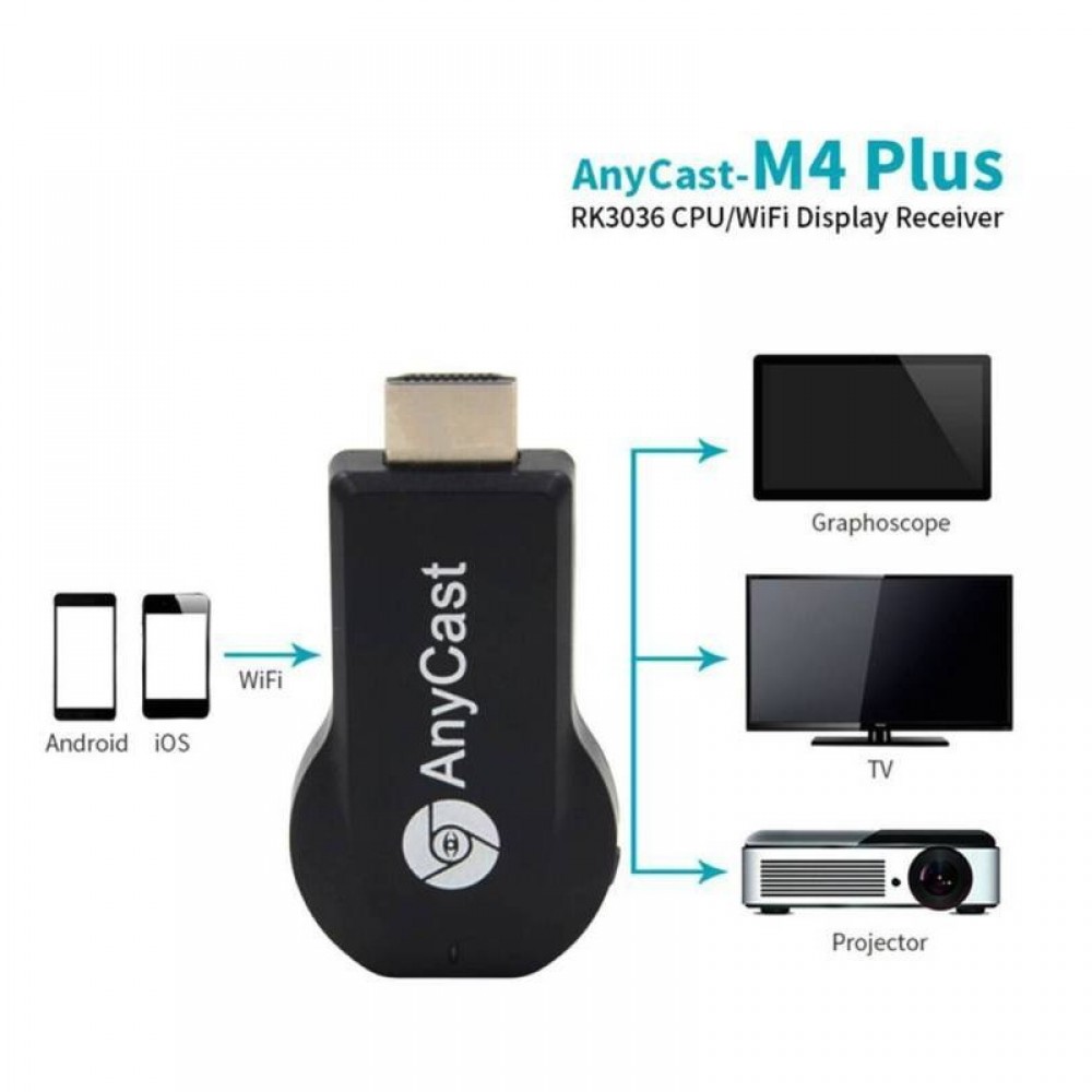 Any Cast M4 Plus  Dongle Receiver Airplay Miracast - WiFi Display - HDMI TV DLNA 1080P-Black