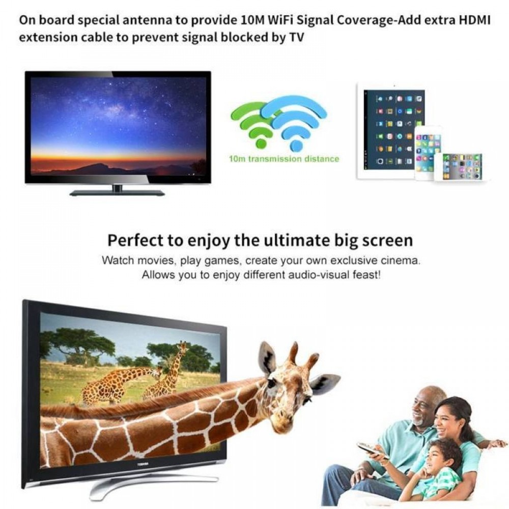Any Cast M4 Plus  Dongle Receiver Airplay Miracast - WiFi Display - HDMI TV DLNA 1080P-Black