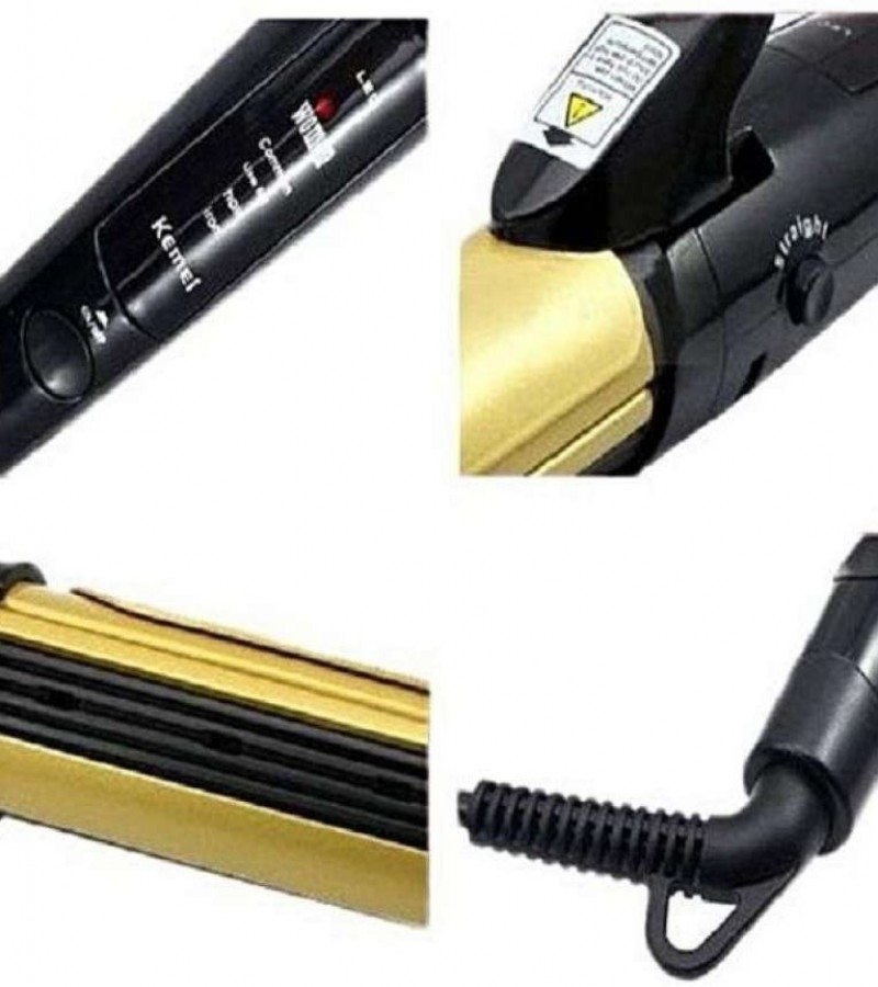Electric Hair Curler & Straightener Km-1268 2 In 1