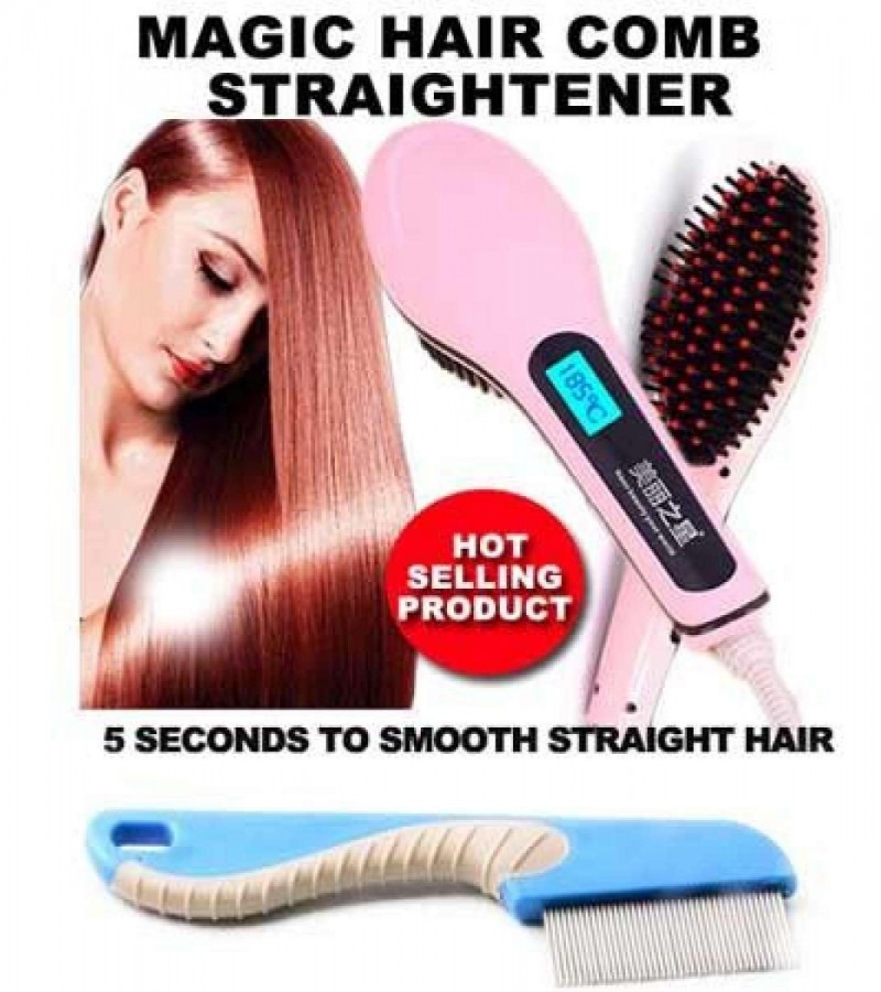 Hair Straightening Brush & Anti Lice Comb -