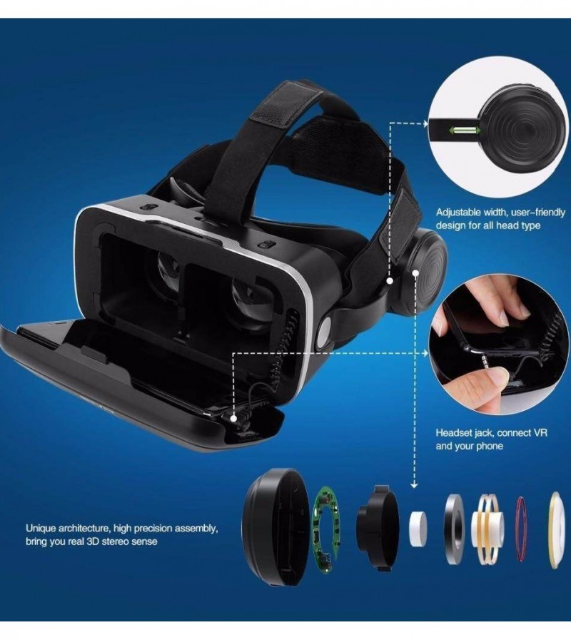 Shinecon 6 Generations 3D VR Glasses Headset With Earphones