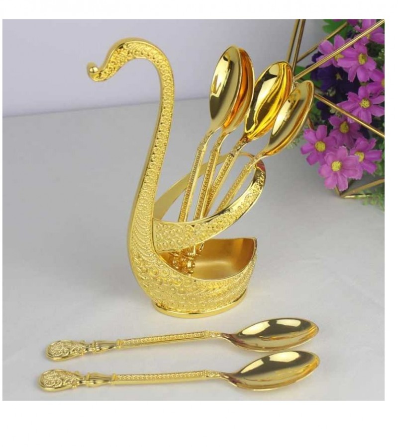 Swan Tableware European Style Gold Finish Metal / Coffee Tea Spoon