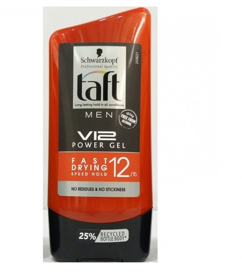 Taft Look V12 Power Gel Speed Dry Strong Hold Men Hair Styling 150ml - Sale  price - Buy online in Pakistan 