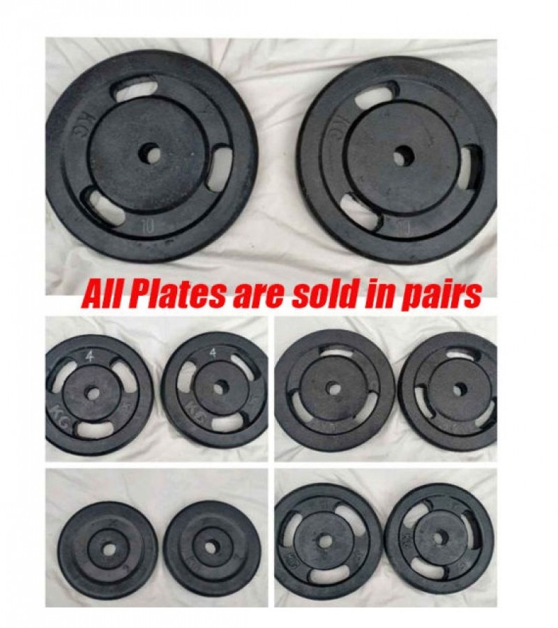 12 Kg Rubber Coated Gym Weight Plates Set With 3 Feet Barbell Rod