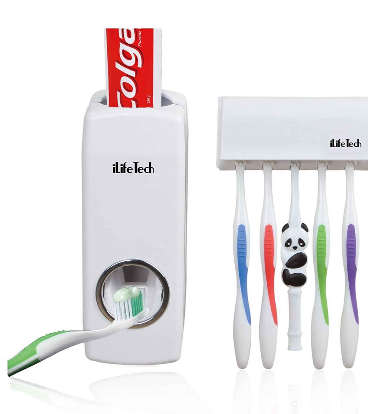 New Automatic Toothpaste Dispenser with 5 Toothbrush Holder Set Wall Mount Stand
