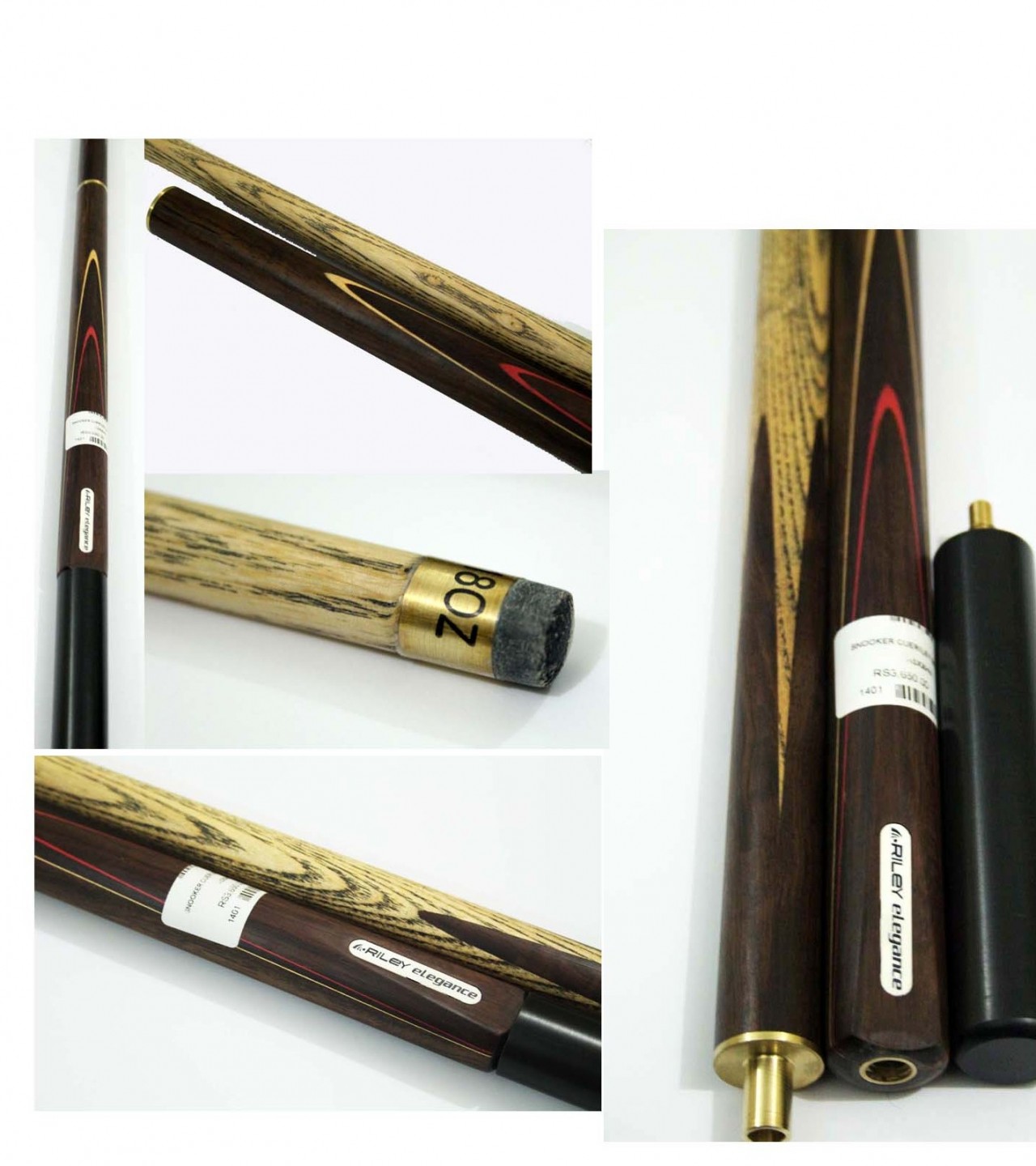 Snooker cue 3 piece Riley Elegance 57 inch With Leather Cue Case