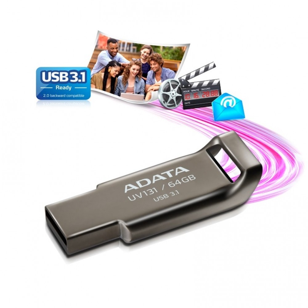 Adata UV131 Metallic Texture USB Flash Drive - 64 GB