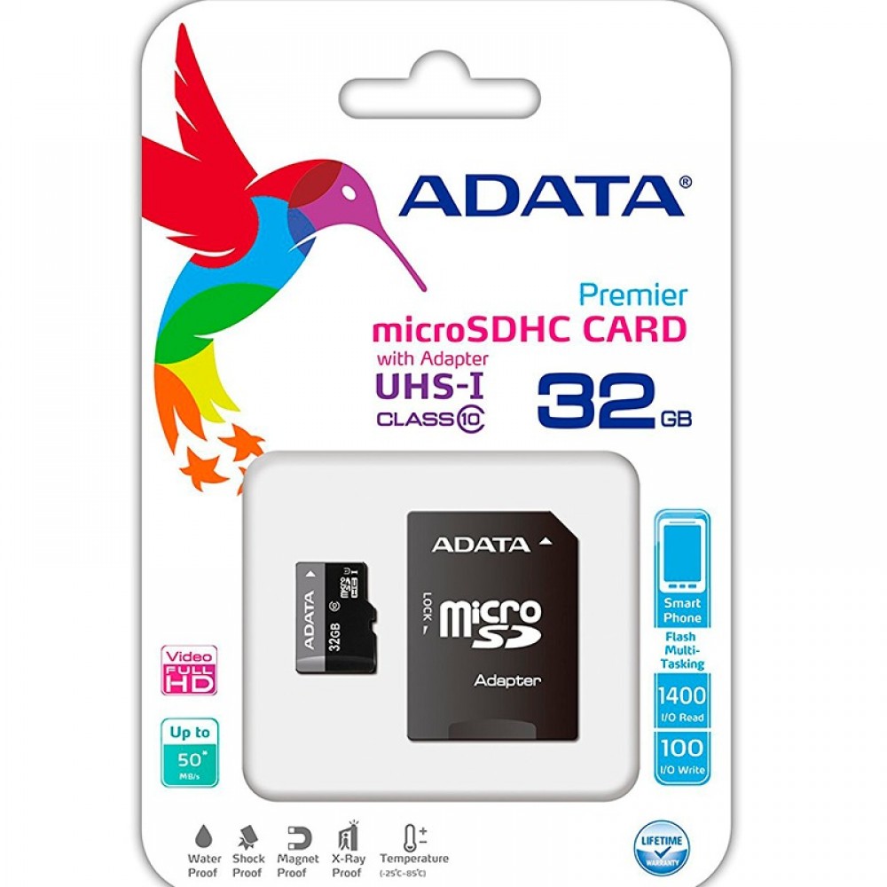 ADATA 32GB Micro SDHC Memory Card With SD Adapter