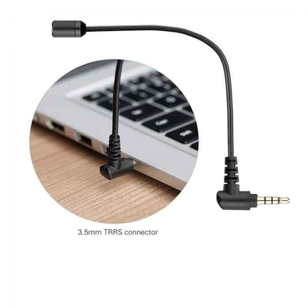 Boya BY-UM4 Gooseneck Omnidirectional Condenser Microphone - 3.5mm TRRS Connector - Black