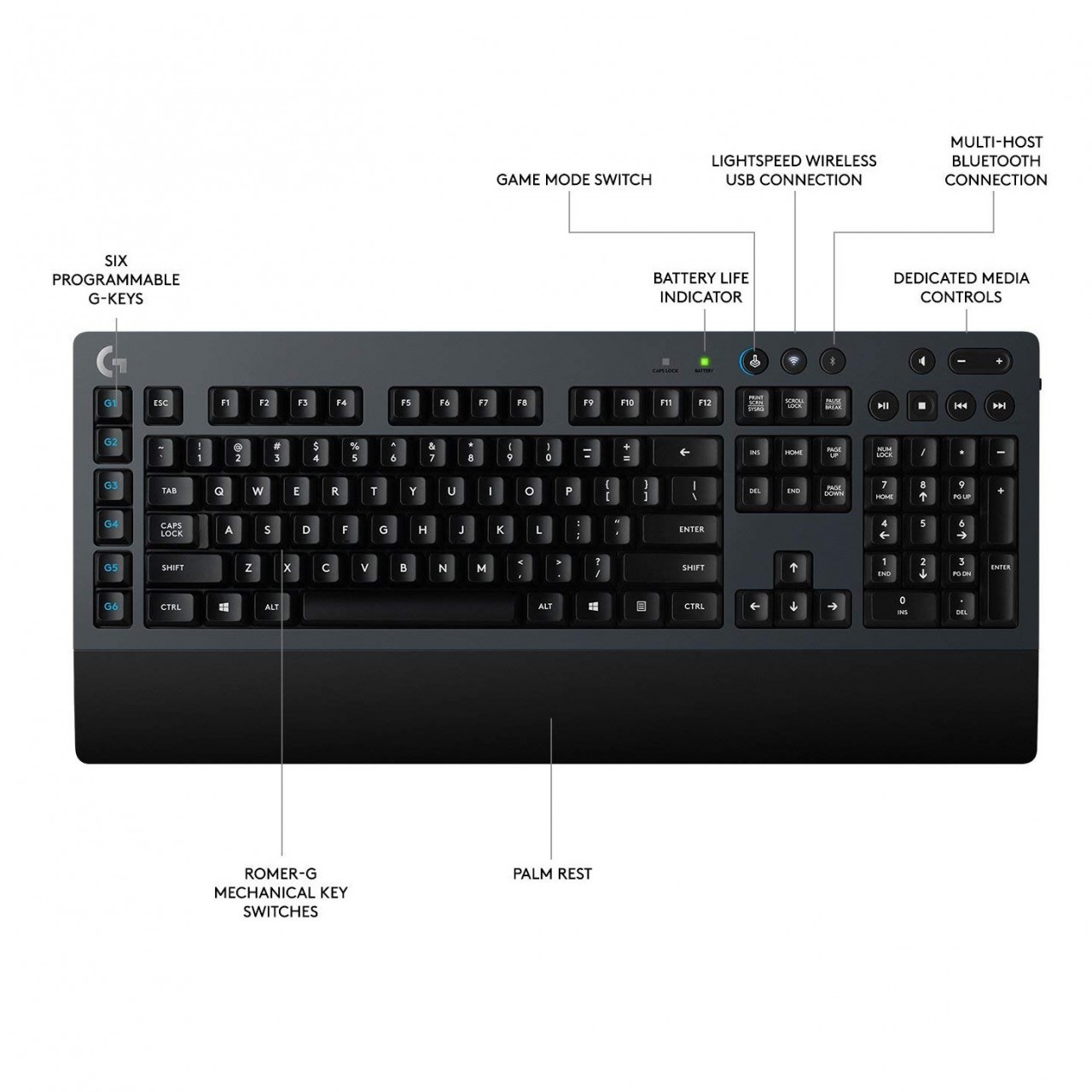 Logitech G613 Wireless Mechanical Gamin Keyboard With Phone Stand