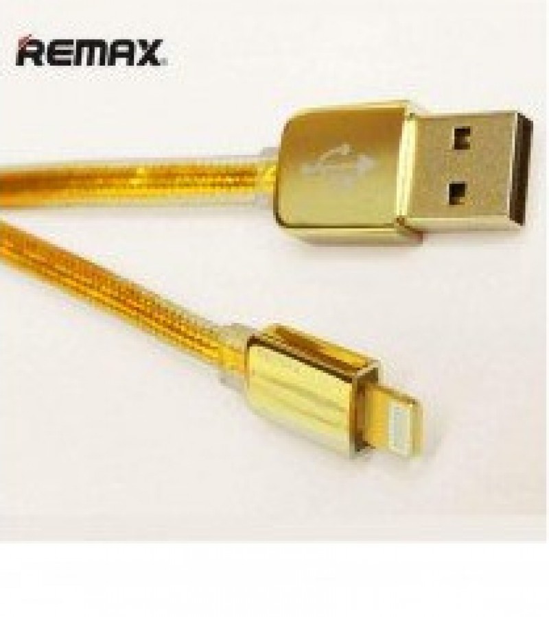 Remax Flat Core Golden Charging Data Cable For iPhone