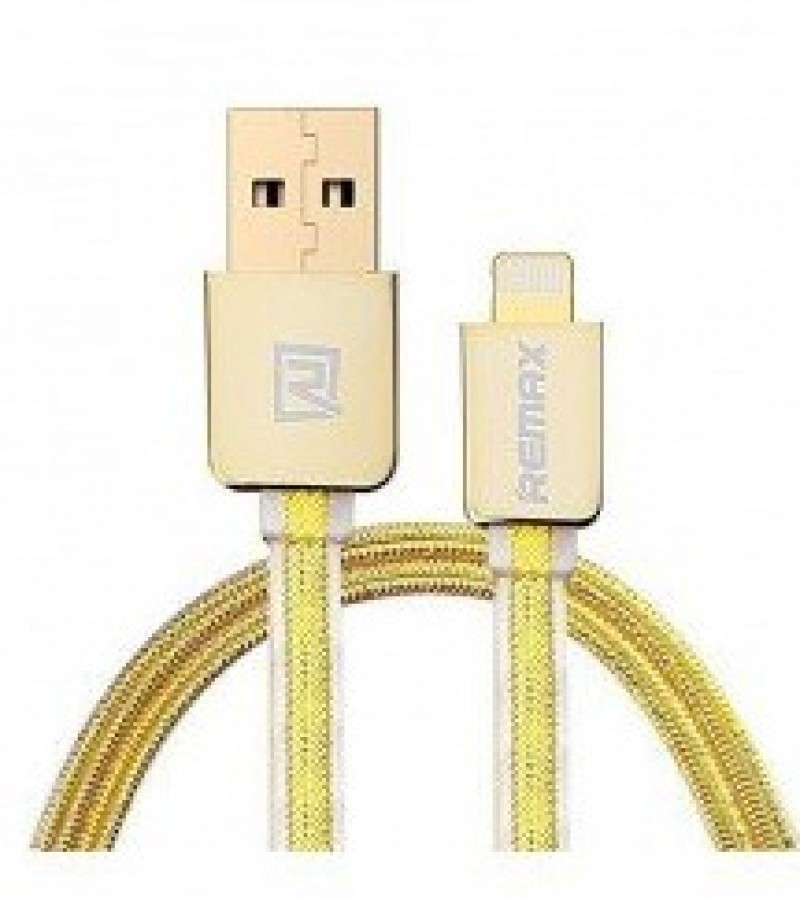Remax Flat Core Golden Charging Data Cable For iPhone