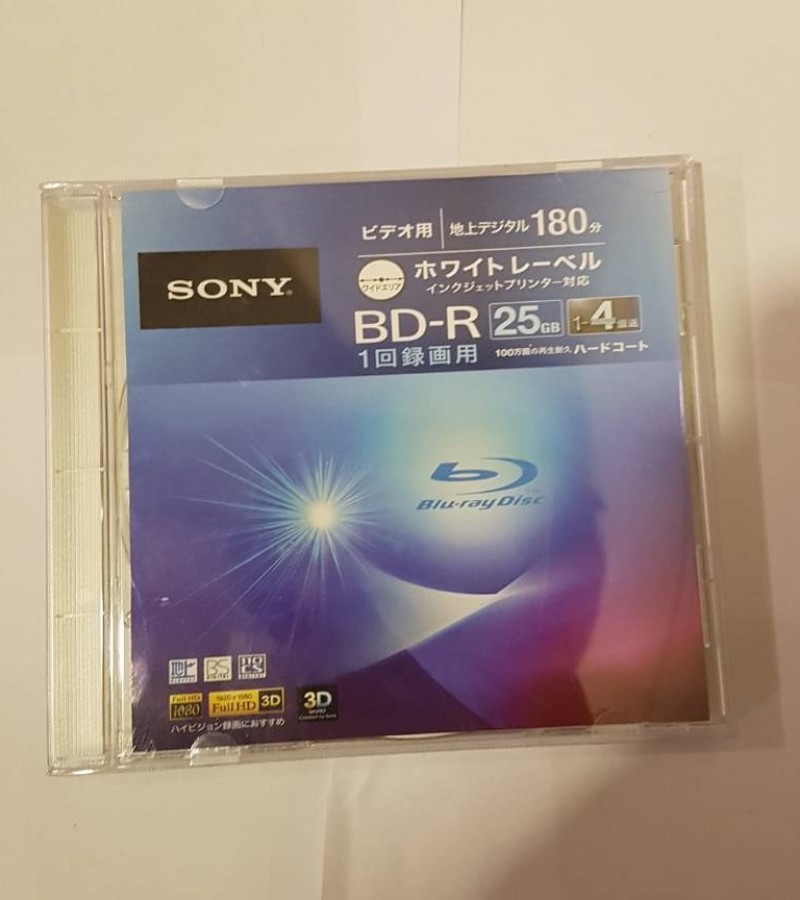 SONY DVD R Blue Ray 25GB CASE EACH PRICE 275 RUPEES