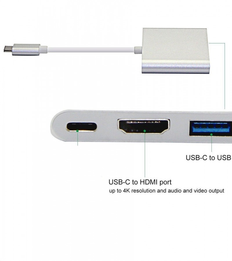 USB Type C to HDMI Adapter Cable 3 in 1 Hub USB-C to HDMI 4K For Laptops Tablets Smartphones and TVs
