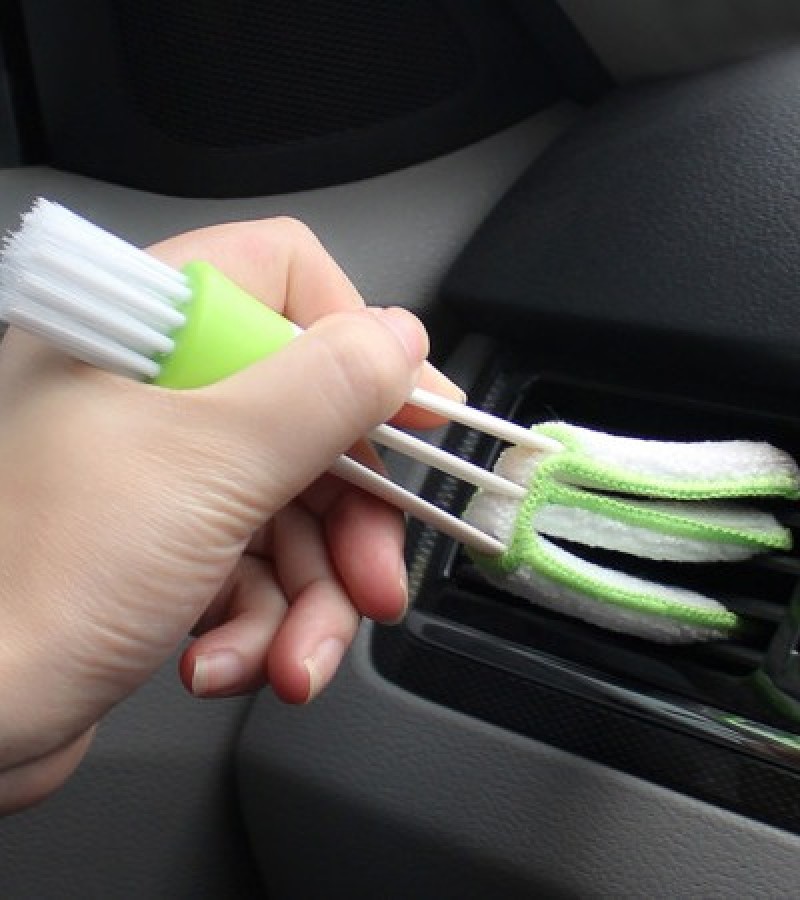 Double-head Microfiber Car Cleaning Brush Air-condition Outlet Dashboard Clean Tools