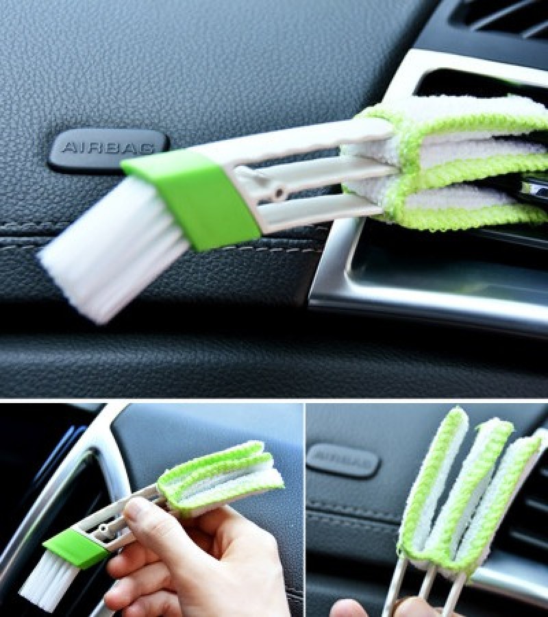 Double-head Microfiber Car Cleaning Brush Air-condition Outlet Dashboard Clean Tools
