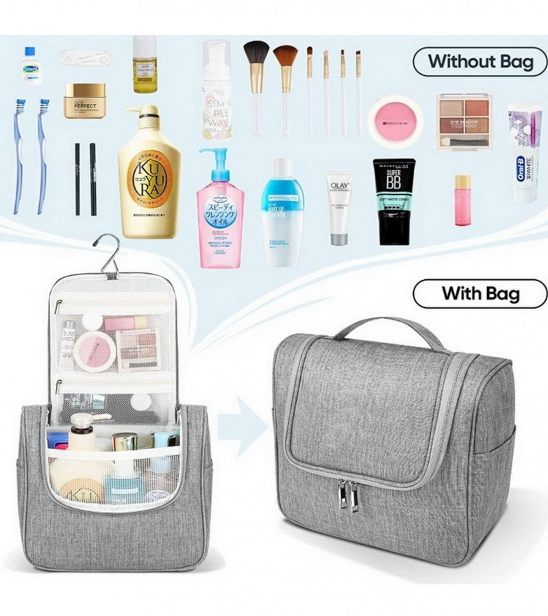 Women Zipper Travel Cosmetic Makeup Organizer Hanging Toiletry Storage Bag - Multi