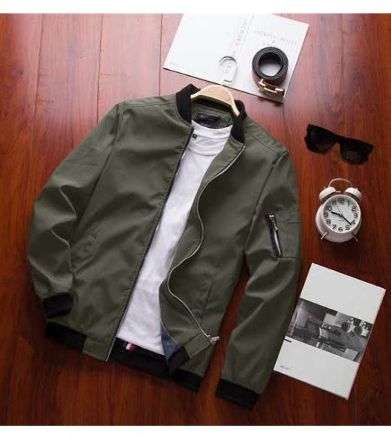 Baseball Jacket With Rubber Print Sleeve For Men