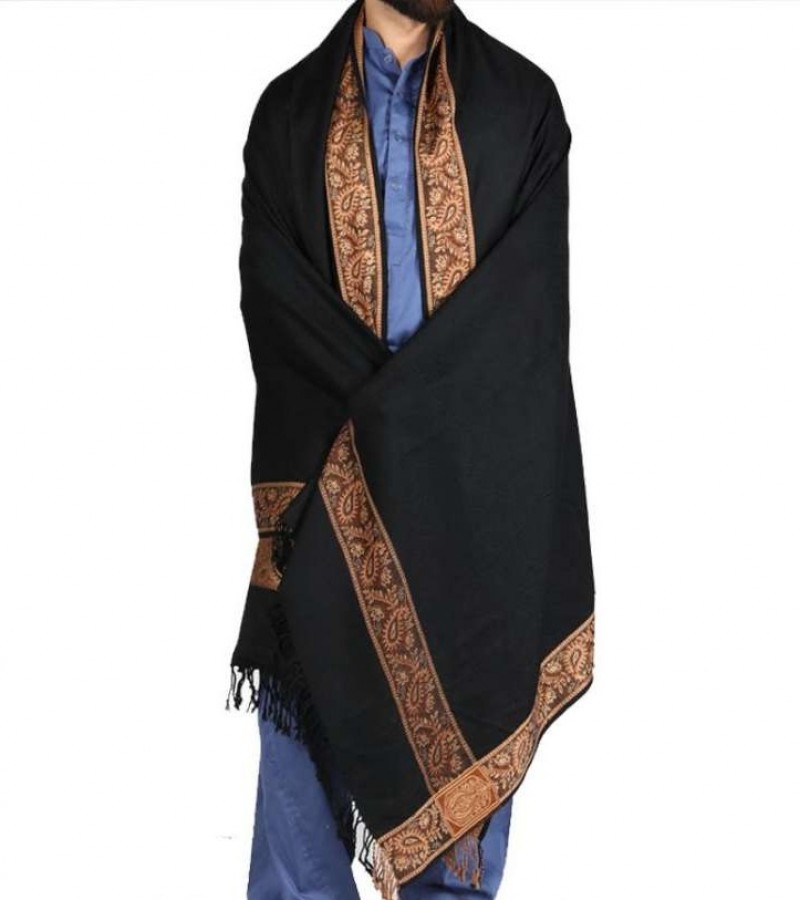 Black Baghdadi Iraqi Style 4 Border Chadder / Shawl / Dastaar For Men