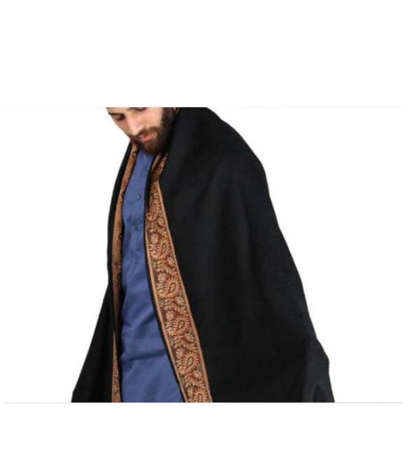 Black Baghdadi Iraqi Style 4 Border Chadder / Shawl / Dastaar For Men