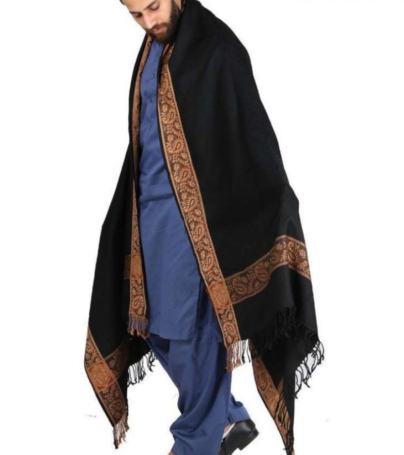 Black Dhussa Bhagdadi Kashmiri Shawls For Men