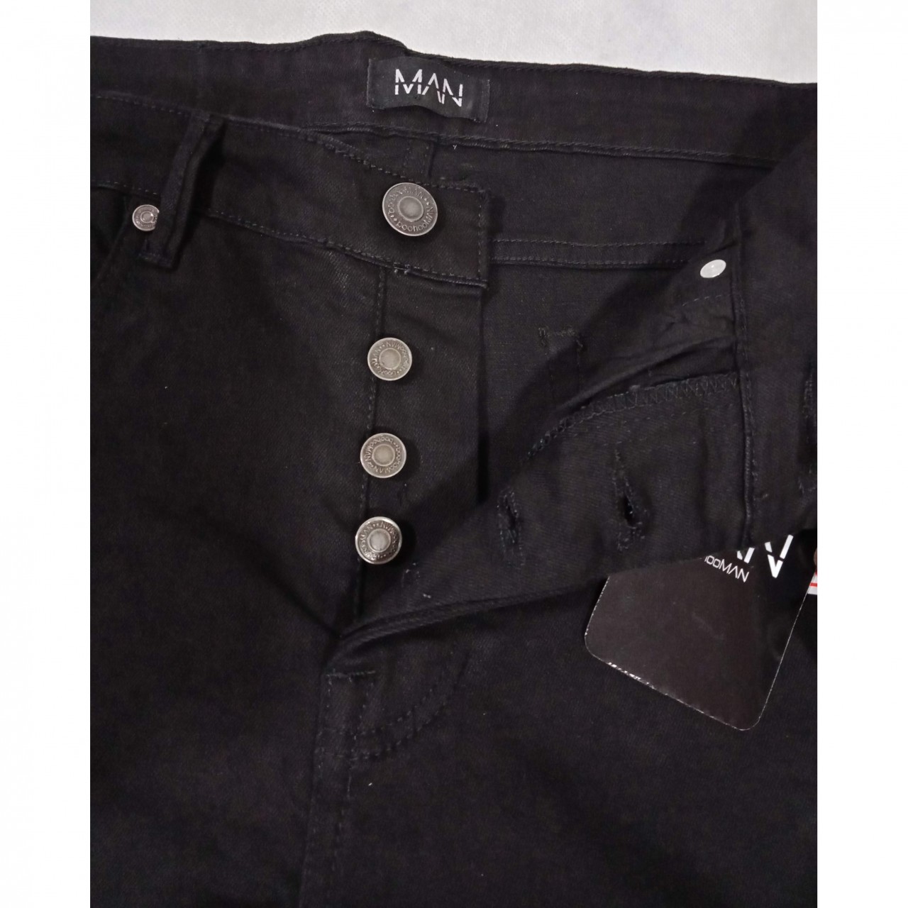 Slub Denim Branded Pant For Men In Slim Fitting - Black