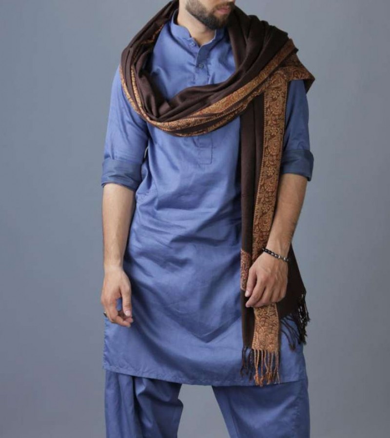 Brown Baghdadi Iraqi Style 4 Border Shawl For Men