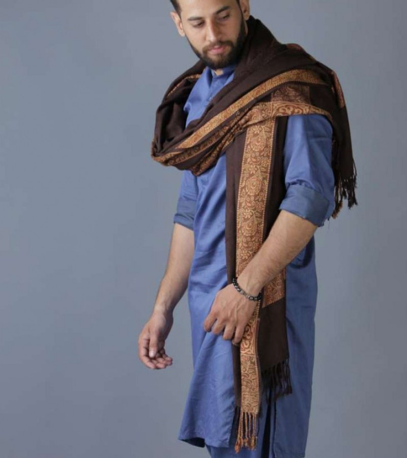 Brown Baghdadi Iraqi Style 4 Border Shawl For Men