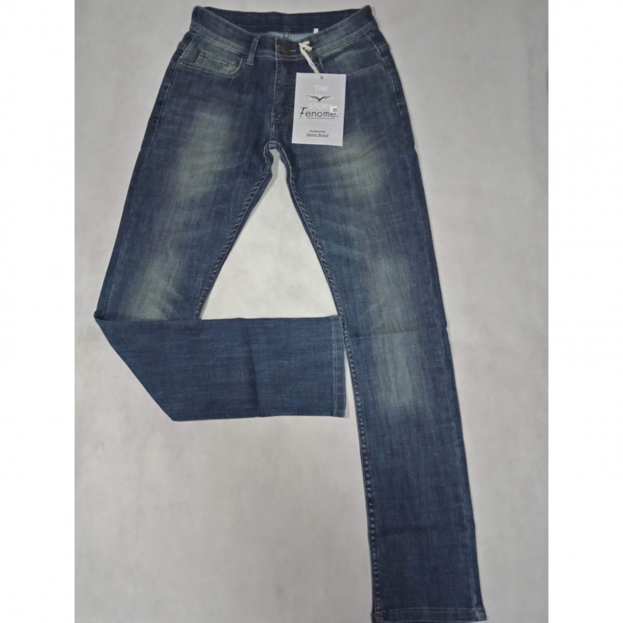 Faded Wash Slub Denim Jeans For Men - Dark Blue