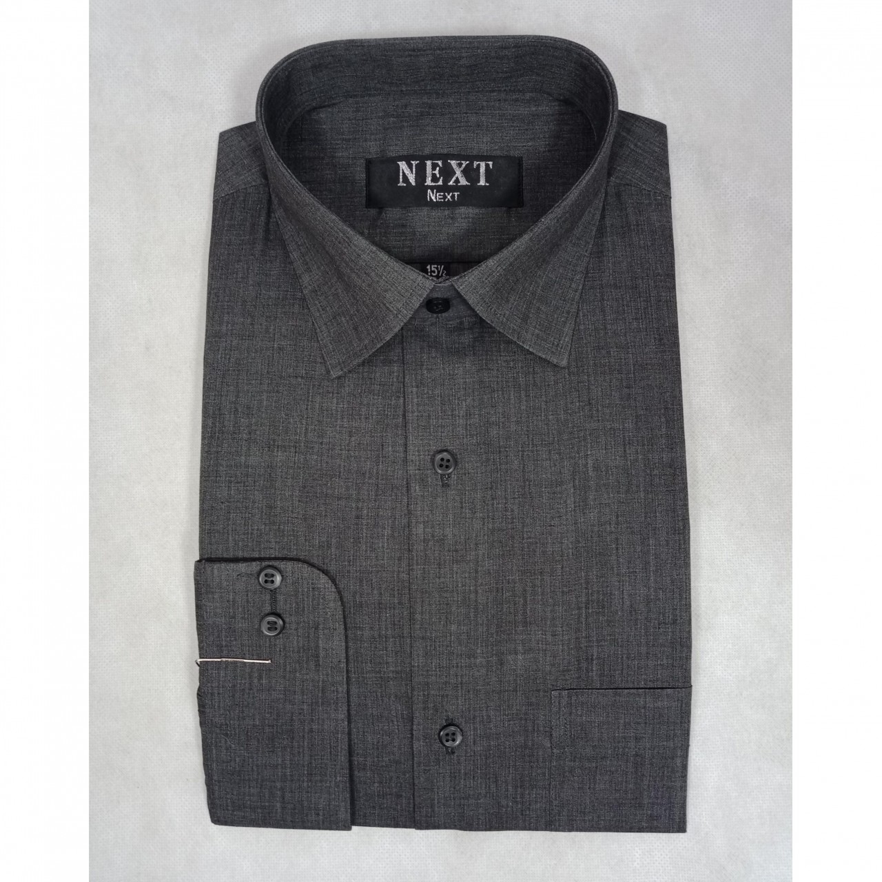 Chambray Formal Shirt For Men - Double Needle Stitching - Dark Grey